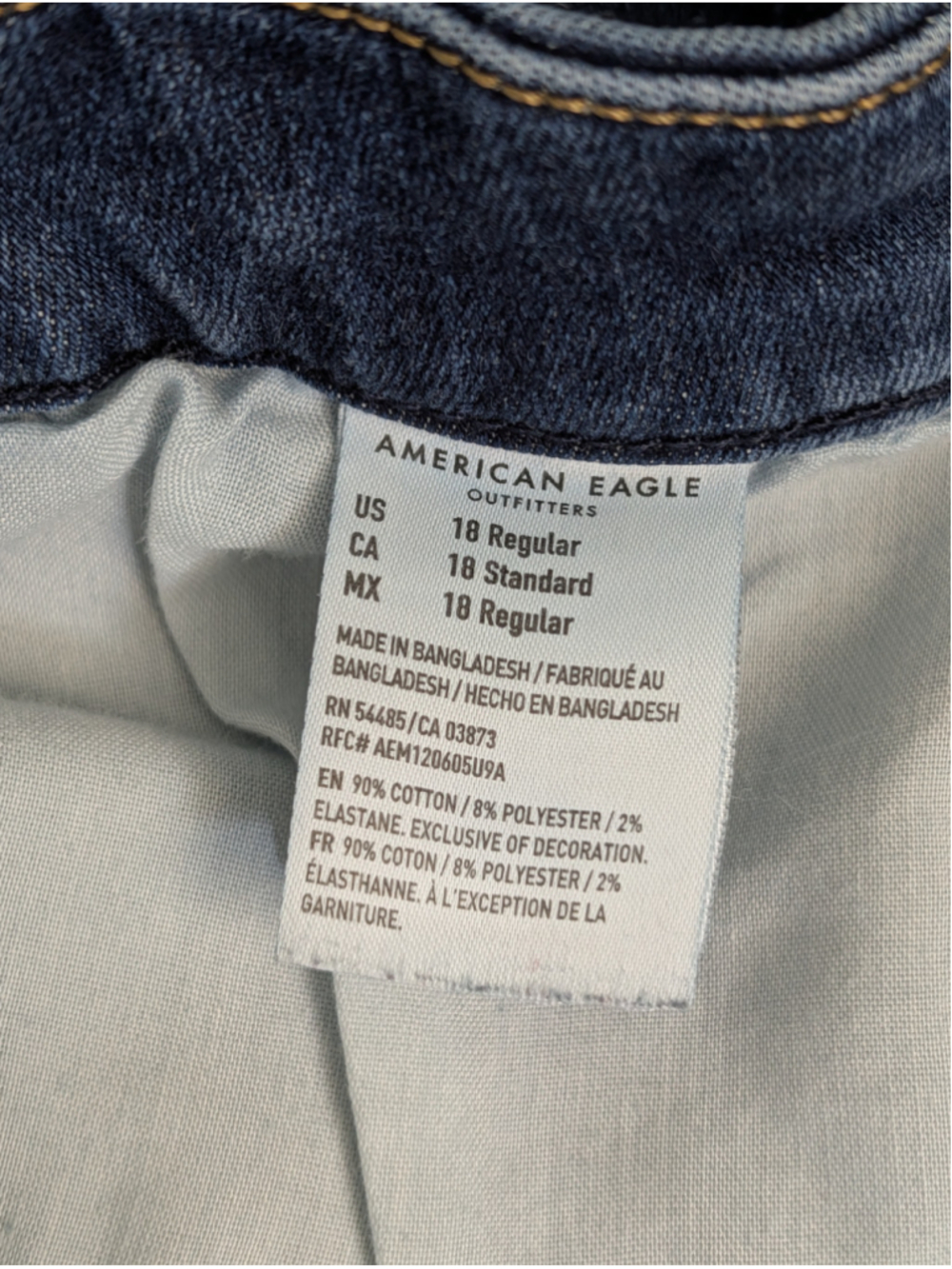 American Eagle 18 Curvy Hi Rise Skinny Jegging Jeans Next Level Stretch Dark - Picture 12 of 12